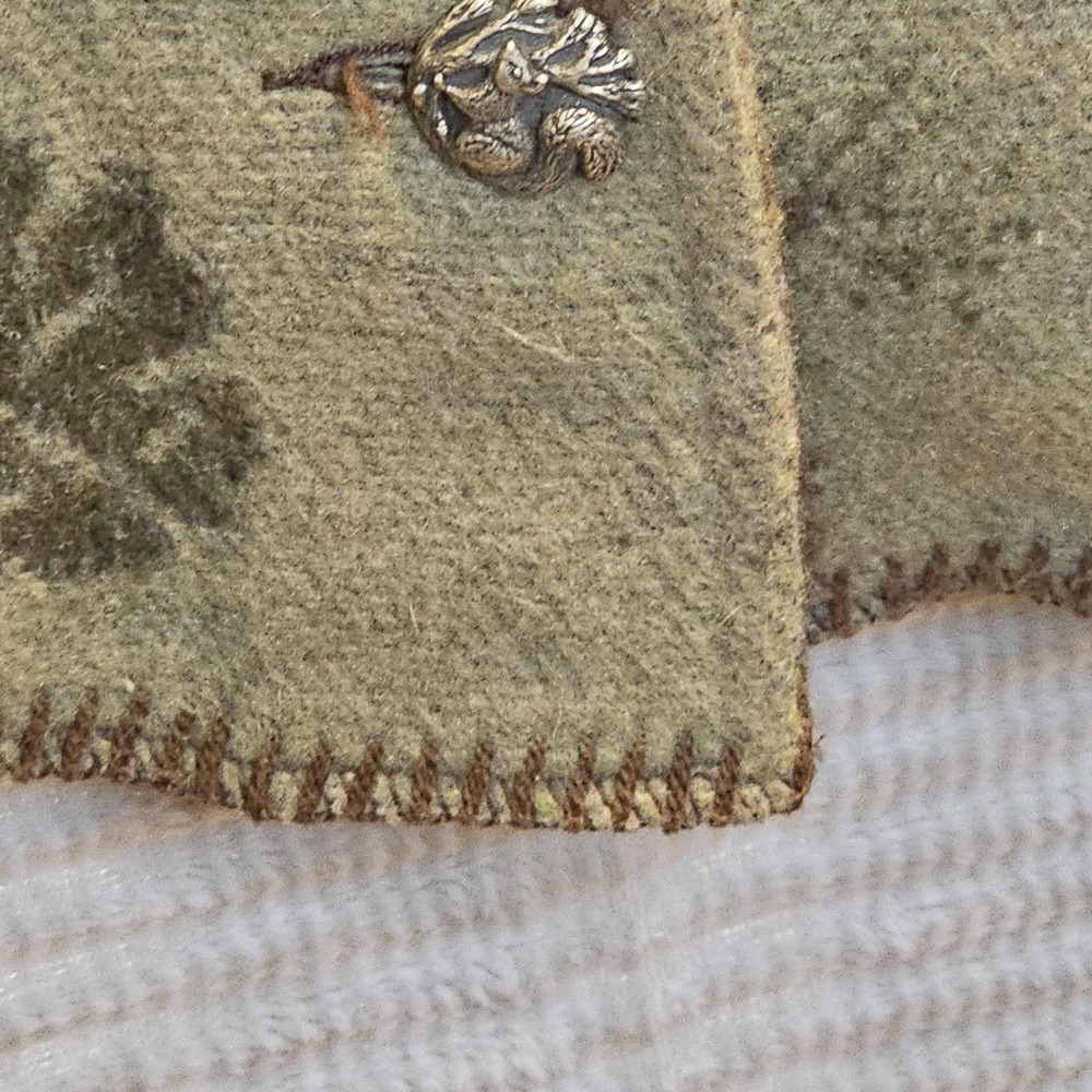 Wooded River Tapestry Jacket Womens Lg Green Brown Nature Squirrel Buttons USA - Picture 5 of 7